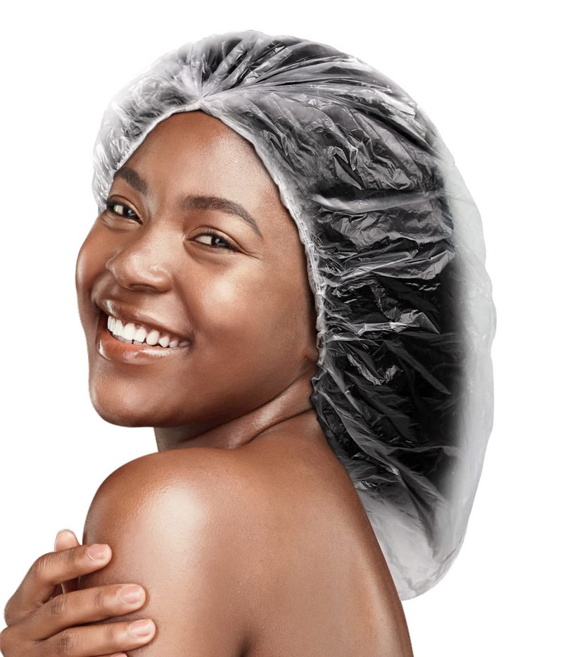 10Pcs XL Oversized Disposable Plastic Shower Cap for Long Braids Dreadlocks Locs Big Plastic Shower Cap for Black Womens Hair Treatment