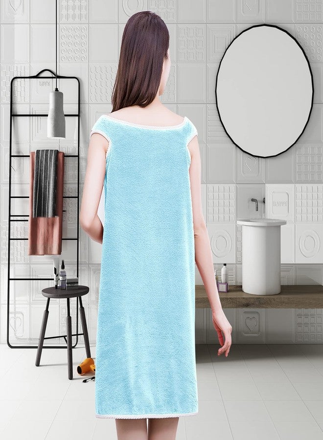 IPENNY Womens Shower Spa Wrap Towel Bathrobe Set, Soft Cozy Spa Wraps with Snap Closure, Off Shoulder Bathrobe Dress - Image 5