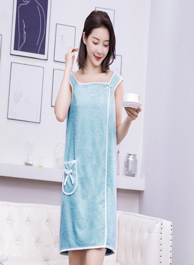 IPENNY Womens Shower Spa Wrap Towel Bathrobe Set, Soft Cozy Spa Wraps with Snap Closure, Off Shoulder Bathrobe Dress - Image 2