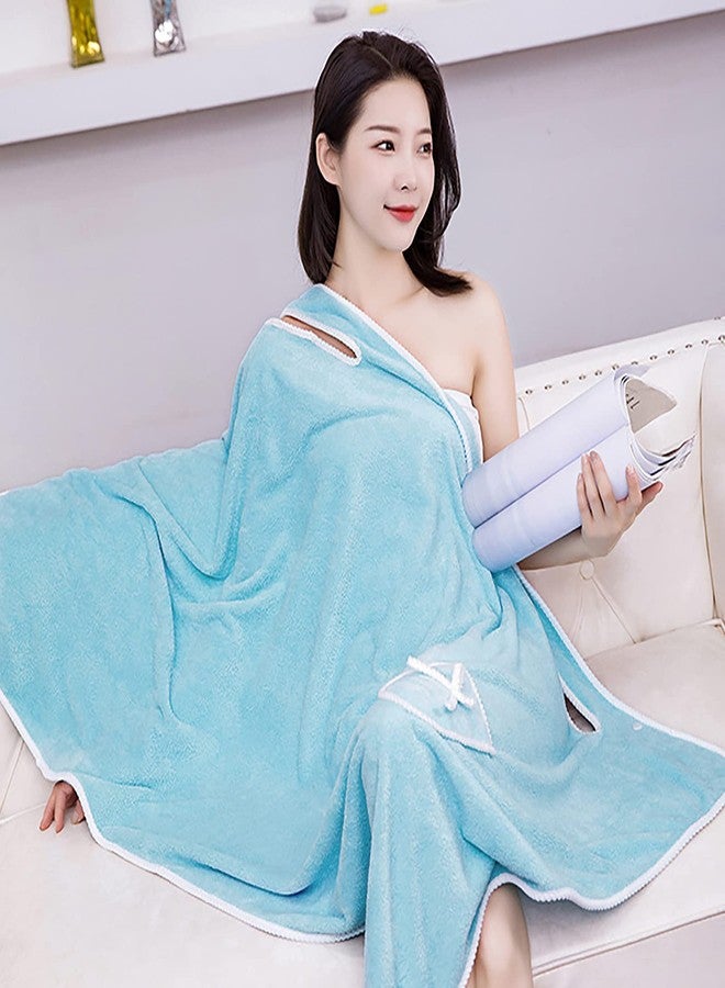 IPENNY Womens Shower Spa Wrap Towel Bathrobe Set, Soft Cozy Spa Wraps with Snap Closure, Off Shoulder Bathrobe Dress - Image 3