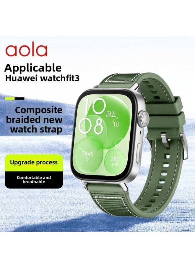 Generic For Huawei Fit3 Watch Strap High-end Watch FIT3 High-value Adjustable Silicone Replacement Wristband-Color:Silicone Braided Two-in-one Strap Cangqiong Gray - Suitable For Huawei Fit3 Watch Strap  - Image 2