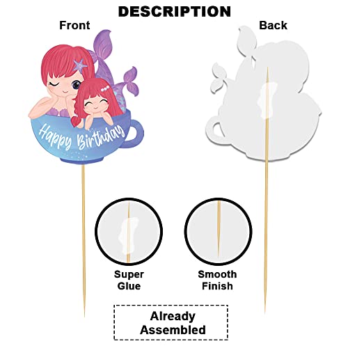 Festiko® Mermaid Theme Happy Birthday Party Decoration Combo (34 Pcs), Mermaid Themes Party Favors for Kids Birthday Decoration(Banner,Swirls,Cake Topper,Cup Cake Toppers) - Image 5
