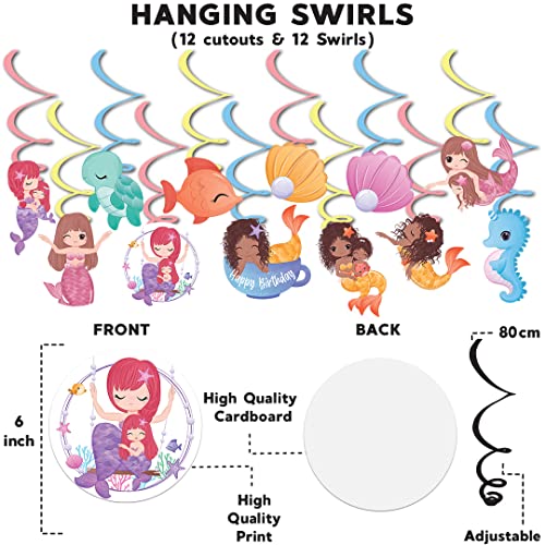 Festiko® Mermaid Theme Happy Birthday Party Decoration Combo (34 Pcs), Mermaid Themes Party Favors for Kids Birthday Decoration(Banner,Swirls,Cake Topper,Cup Cake Toppers) - Image 4