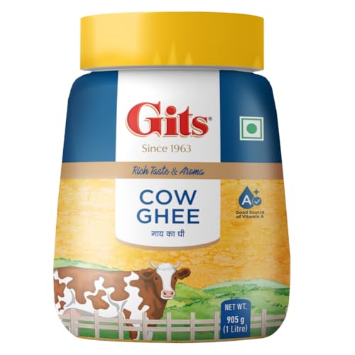Gits Cow Ghee | 1 ltr Jar | Pack of 1 | Aroma in every drop |Pure Veg | Rich Taste & Aroma|Delicious, Healthy & Nutritious | Good for the Gut, Heart, Skin and Hair - Image 1