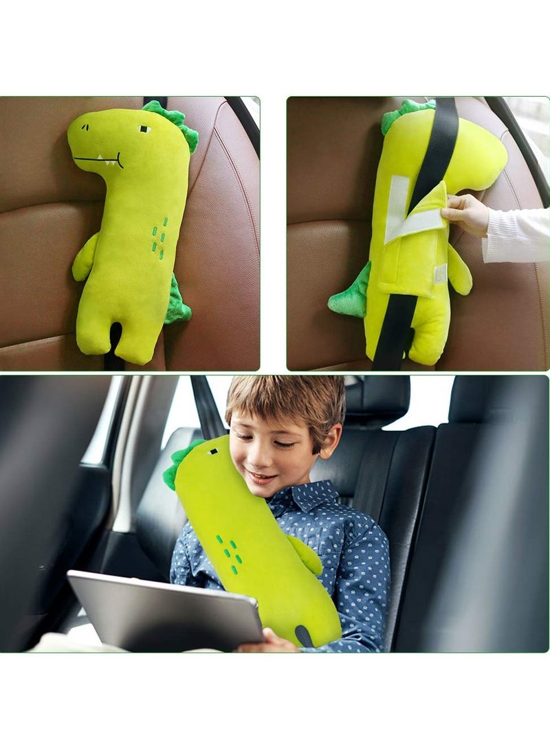 Car Plush Pillow, Ultra Soft Comfortable Car Seat Belt Pillow, Breathable Material Cartoon Car Travel Pillow, Lightweight Portable Headrest Shoulder Pillow For Car Home Travel, (1pc, Dinosaur)  - Image 3