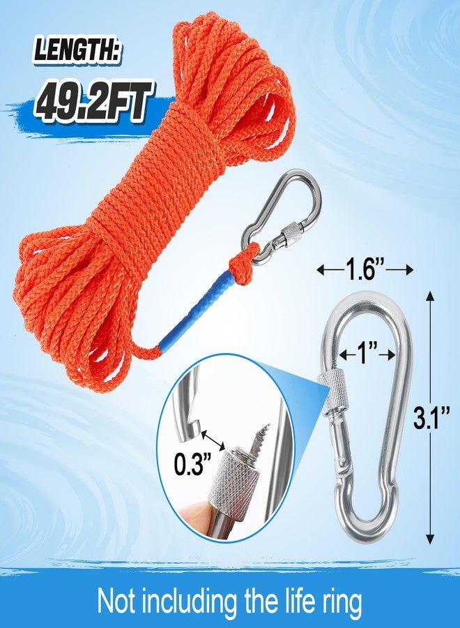 Acostop Water Floating Lifesaving Rope - Professional Throwing Rope Line, Pool Life Preserver Ring Rope, Durable Polypropylene Rope for Swimming Small Boating Kayak Inflatable Boat (Orange) - Image 2