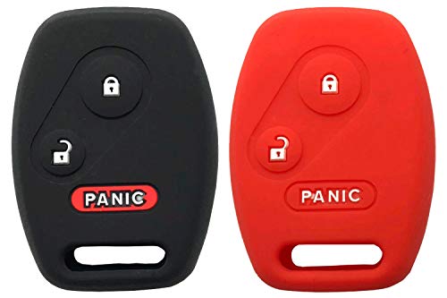 Grakest Silicone Protective Skin Glove Key Fob Cover Case fit for Honda Accord Civic LX EX CRV CRZ Insight Odyssey Pilot Ridgeline Crosstour Keyless Entry Key Fob Accessories Black Red - Image 1