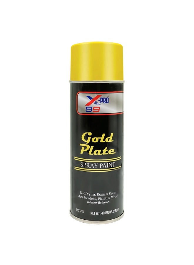 Xpro X-PRO 99 Gold Plate Spray Paint, 400ml – Fast Drying, Brilliant Finish for Metal, Plastic, Wood & More | Ideal for Automotive, Furniture, and Craft Projects - Image 1