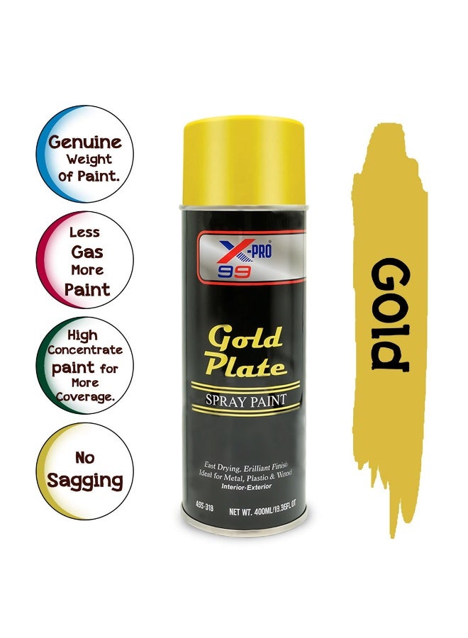 Xpro X-PRO 99 Gold Plate Spray Paint, 400ml – Fast Drying, Brilliant Finish for Metal, Plastic, Wood & More | Ideal for Automotive, Furniture, and Craft Projects - Image 3