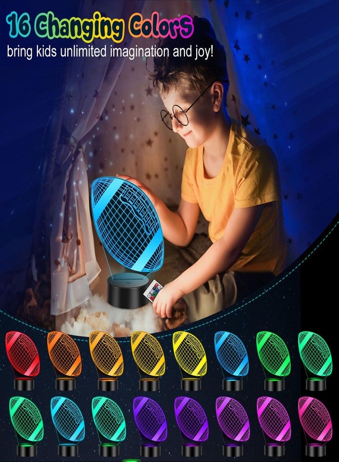 Linkax Football Accessories Kids Night Light, Football Gifts 3D Illusion Lamp with 16 Colors Remote, Toys for Ages 8-13, 8 9 10 11 12 Year Old Boy Birthday Christmas Rugby Gifts for Sport Fan Boys - Image 3
