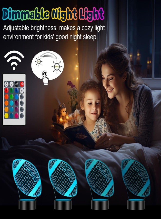 Linkax Football Accessories Kids Night Light, Football Gifts 3D Illusion Lamp with 16 Colors Remote, Toys for Ages 8-13, 8 9 10 11 12 Year Old Boy Birthday Christmas Rugby Gifts for Sport Fan Boys - Image 4