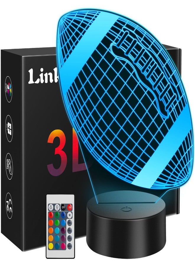 Linkax Football Accessories Kids Night Light, Football Gifts 3D Illusion Lamp with 16 Colors Remote, Toys for Ages 8-13, 8 9 10 11 12 Year Old Boy Birthday Christmas Rugby Gifts for Sport Fan Boys - Image 1