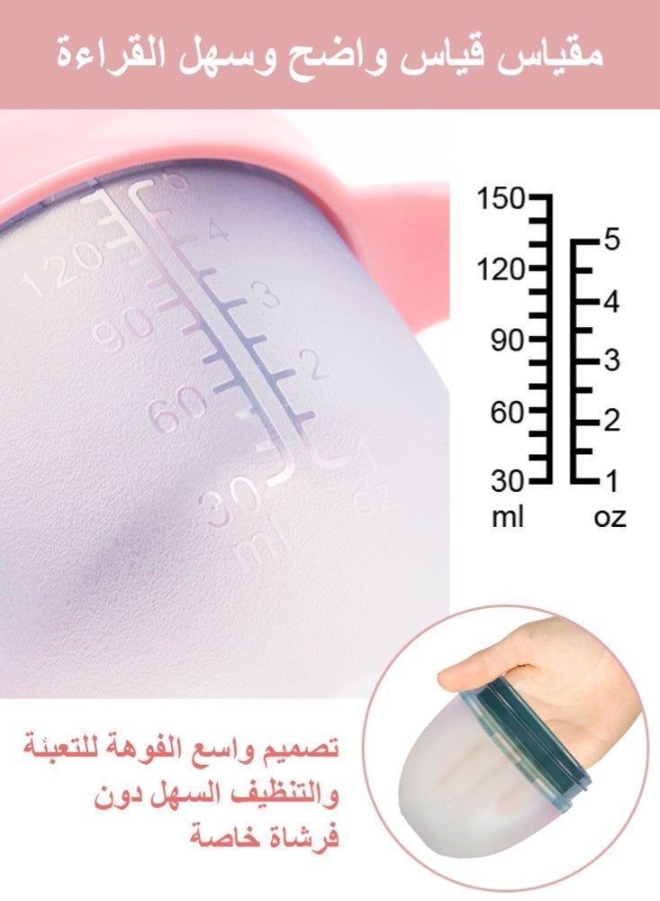 BBMORE Baby Feeding Bottle 150ML, Anti-Colic Baby Bottles, Breastfeeding-Like Silicone Nipple Bottle, Slow Flow Nipple, Soft & Squeezy, BPA-Free, 0 M+, Pink - Image 4