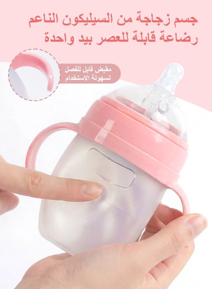 BBMORE Baby Feeding Bottle 150ML, Anti-Colic Baby Bottles, Breastfeeding-Like Silicone Nipple Bottle, Slow Flow Nipple, Soft & Squeezy, BPA-Free, 0 M+, Pink - Image 5