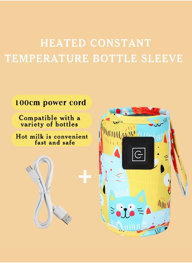 Lemon - Portable Bottle Warmer, Adjustable 3 Temperature USB Travel Milk Heat Keeper Baby Bottle Heater, Yellow - Image 1