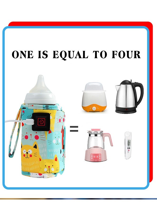 Lemon - Portable Bottle Warmer, Adjustable 3 Temperature USB Travel Milk Heat Keeper Baby Bottle Heater, Yellow - Image 1