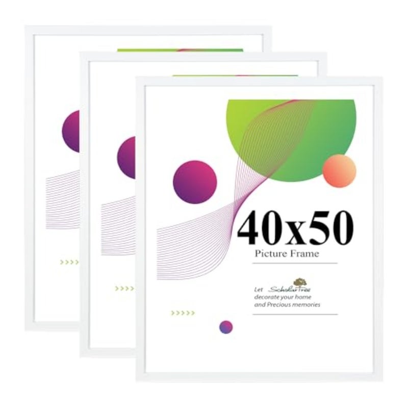 Scholar Tree 40x50cm White Frame, 3 Pack 40x50cm Picture Frame, Wall Hanging, Wooden Photo Frames - Image 3