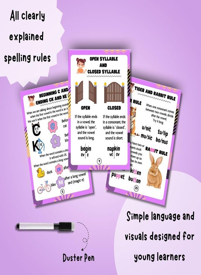 EDUSTAR 35 Spelling Rule Flashcards | Covers 35 Essential Spelling Rules | Ideal for Classrooms & Home Learning - Image 4