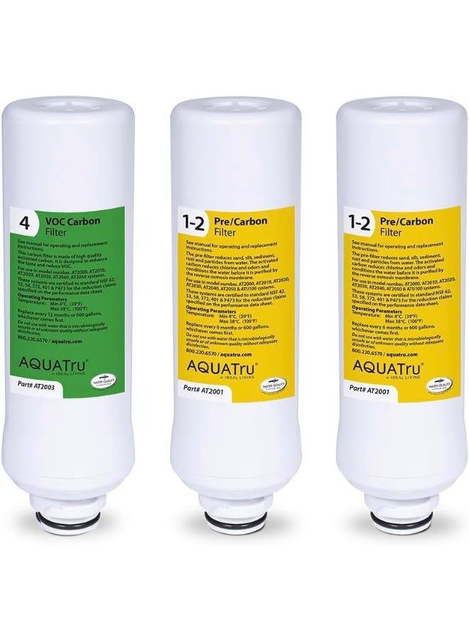 AQUA TRU 1 Year Combo Pack - Includes 2 Pre-Filters and 1 Carbon Filter
