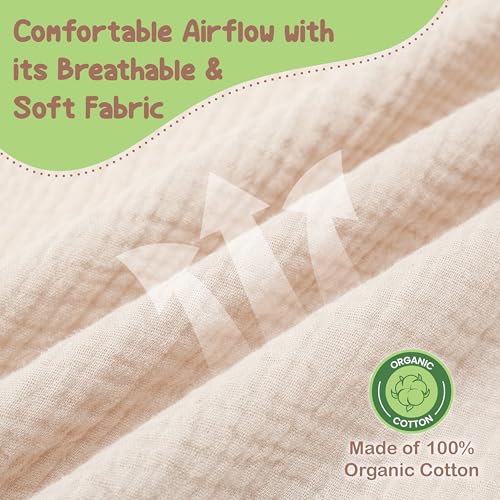 Infancie 100 Organic Cotton Nursing Cover Shawl 43 x 28 Inch Breathable Muslin Breastfeeding Nursing Apron Cover with Arch Neckline for Mothers Multiuse Carseat Canopy Ivory - Image 3