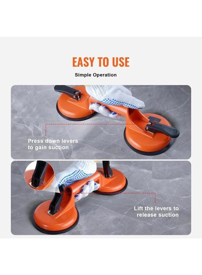 2PCS Glass Suction Cups, Heavy Duty Aluminum Vacuum Plate Handle Glass Holder Hooks to Lift Large Glass, Moving Glass, Window Floor Gap Fixer Tile Lifter Dent Pulle (Orange) - Image 4