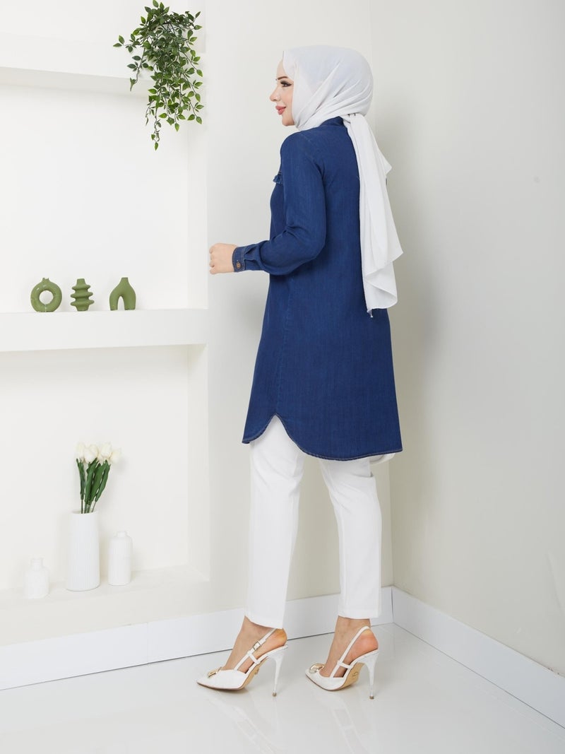 Doque Women's Thin Loose Sports Denim Summer Tunic Shirt 61006 61129  - Image 4