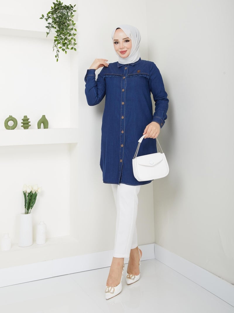 Doque Women's Thin Loose Sports Denim Summer Tunic Shirt 61006 61129  - Image 2