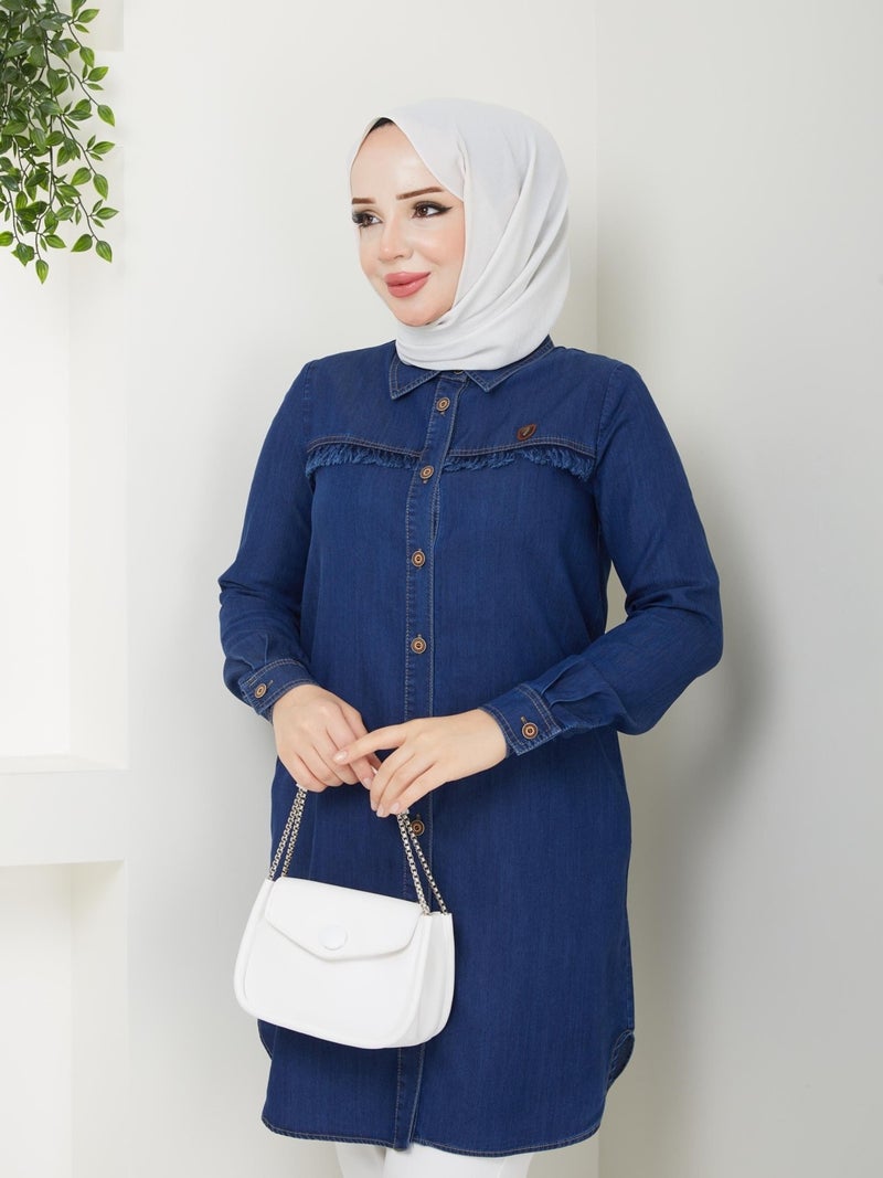 Doque Women's Thin Loose Sports Denim Summer Tunic Shirt 61006 61129  - Image 3