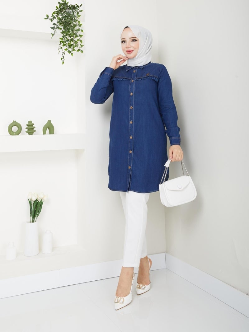 Doque Women's Thin Loose Sports Denim Summer Tunic Shirt 61006 61129  - Image 1