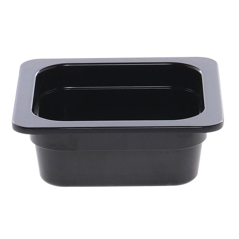 Hubert 1/6 Size Cold Food Pan Black Melamine - 6 3/8"L x 6 15/16"W x 2"H - Image 2