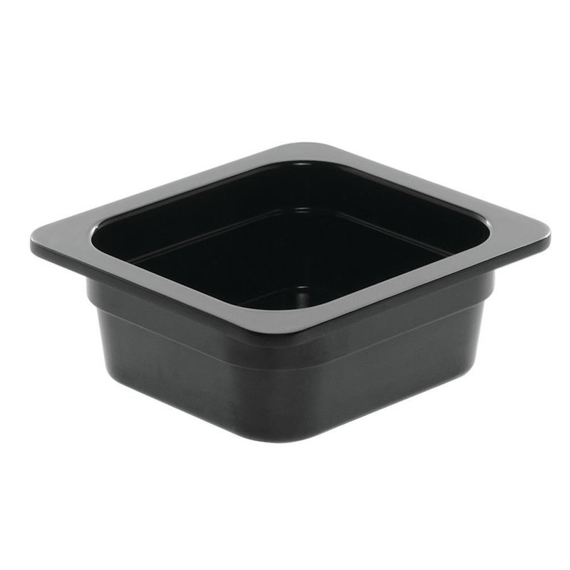 Hubert 1/6 Size Cold Food Pan Black Melamine - 6 3/8"L x 6 15/16"W x 2"H - Image 3