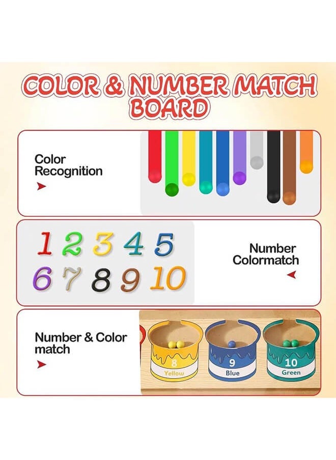 MIXDE - Wooden Magnetic Maze for Toddler, Magnetic Color and Number Maze, Montessori Wooden Color Matching Learning Counting Puzzle Board, Counting Matching Activities Fine Motor Skills Toys for Kids - Image 1