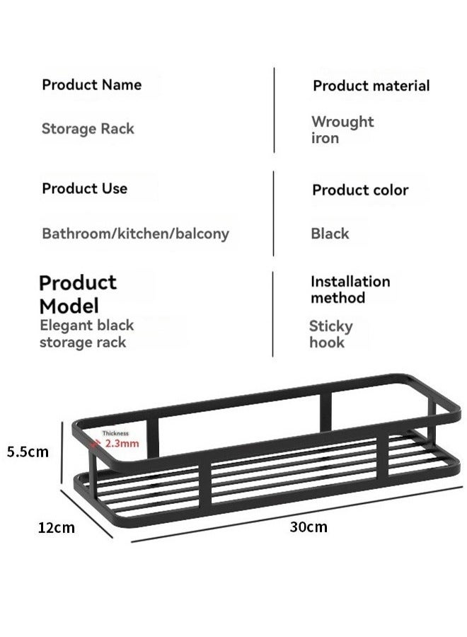 Beauenty 2-Pack Rustproof Stainless Steel Shower Caddy | Adhesive Bathroom Organizer with 10 Hooks | Large Capacity No Drilling Wall Mount (Black) - Image 5