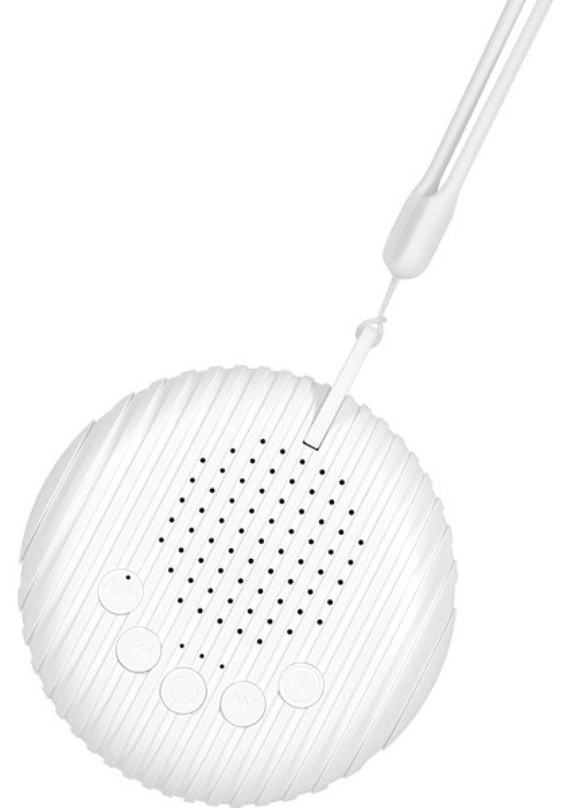 Q3 White Sleep Machine with 10 Soothing Sounds, 15/30/60 Minutes Timer, Volume Adjustment, Automatic Noise Detection, 300mAh Rechargeable Battery, 1W Power, ABS Silicone Electronic Components, 9.38*2.8 cm Size, 66g Weight, Includes 1 Sleep Machine, 1 USB Cable, 1 Lanyard, 1 English User Manual - Image 1