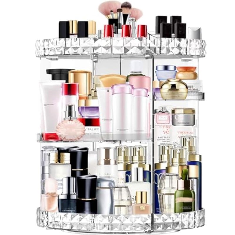 Miserwe Makeup Organiser 360 Degree Rotating 7 Adjustable Layers Large Capacity Cosmetic Organiser Transparent Make Up Organisers and Storage - Image 1