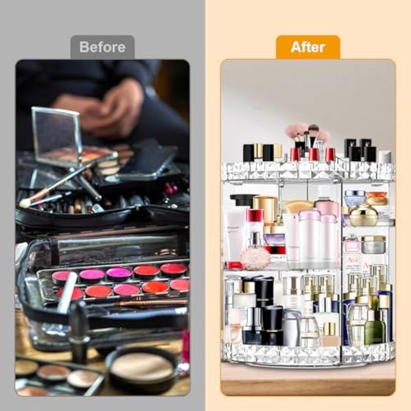 Miserwe Makeup Organiser 360 Degree Rotating 7 Adjustable Layers Large Capacity Cosmetic Organiser Transparent Make Up Organisers and Storage - Image 5
