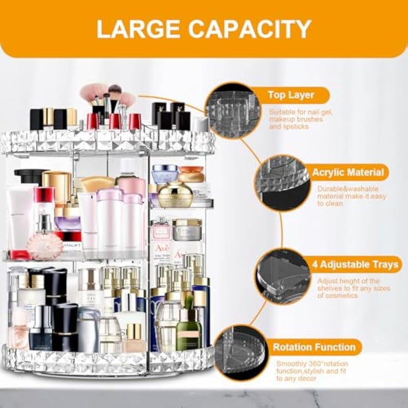 Miserwe Makeup Organiser 360 Degree Rotating 7 Adjustable Layers Large Capacity Cosmetic Organiser Transparent Make Up Organisers and Storage - Image 4