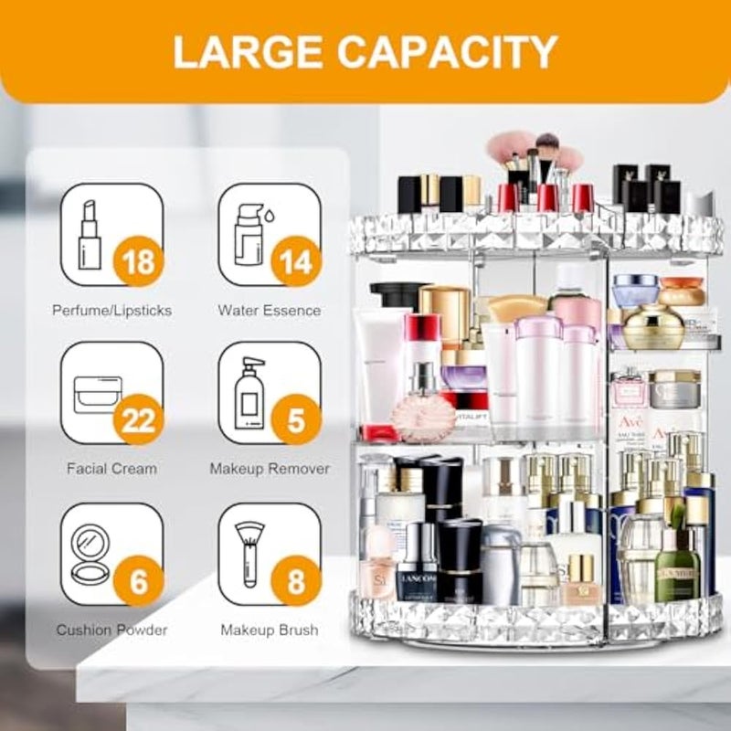 Miserwe Makeup Organiser 360 Degree Rotating 7 Adjustable Layers Large Capacity Cosmetic Organiser Transparent Make Up Organisers and Storage - Image 3