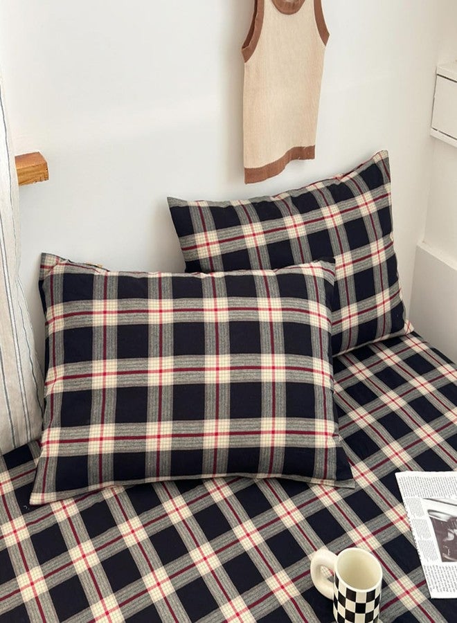 Mucalis Black Green Red Gingham Buffalo Plaid Duvet Cover King 100% Washed Cotton Vintage Checkered Duvet Cover Set Retro 3 Piece Grid Bedding Set with Zipper Closure Corner Ties,Soft,Easy Care - Image 4