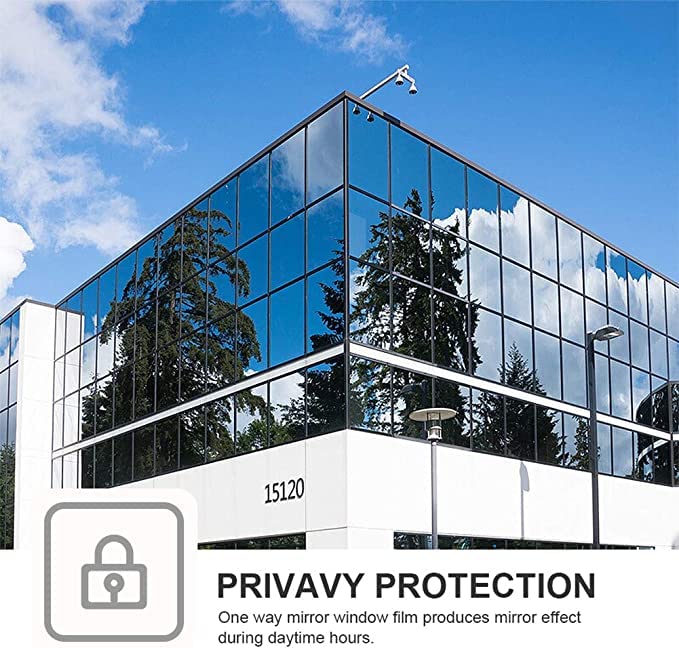 S-Sia Vendors-Good Purchase Good Care SIA VENDORS Window Privacy Film One Way Daytime Mirror Tint Treatments UV Heat Control Vinyl Stickers Sun Block Glass Paper Door Covering Reflective 16 ft x 123 ft Silver Black - Image 2