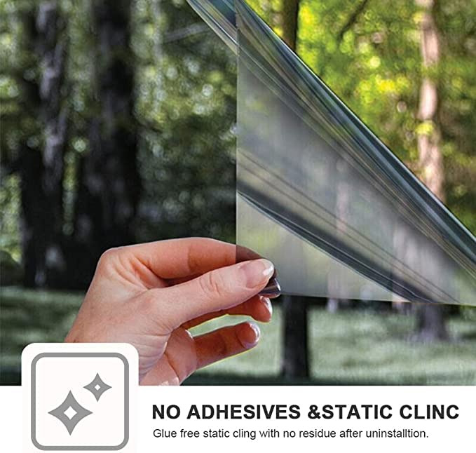 S-Sia Vendors-Good Purchase Good Care SIA VENDORS Window Privacy Film One Way Daytime Mirror Tint Treatments UV Heat Control Vinyl Stickers Sun Block Glass Paper Door Covering Reflective 16 ft x 123 ft Silver Black - Image 3