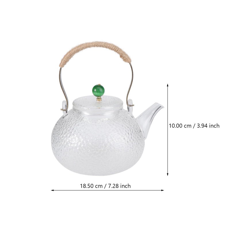 1.2 Liters Textured Copper Handle Glass Teapot With Green High Temperature Resistant Spout For Stove Top Brewing - Image 3