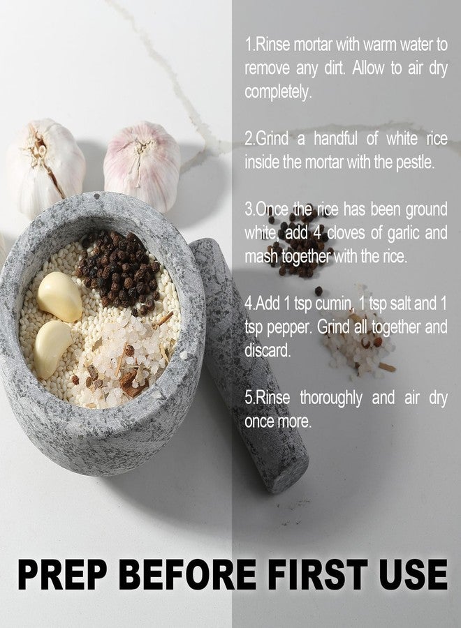 Koville 5 Inch 1.5 Cup-Capacity Mortar and Pestle Set - Heavy Natural Granite Spice Grinder Bowl, Unpolished Heavy Granite for Organic Appearance, Solid Stone Grinder Marble Spice Herb Grinder - Image 5