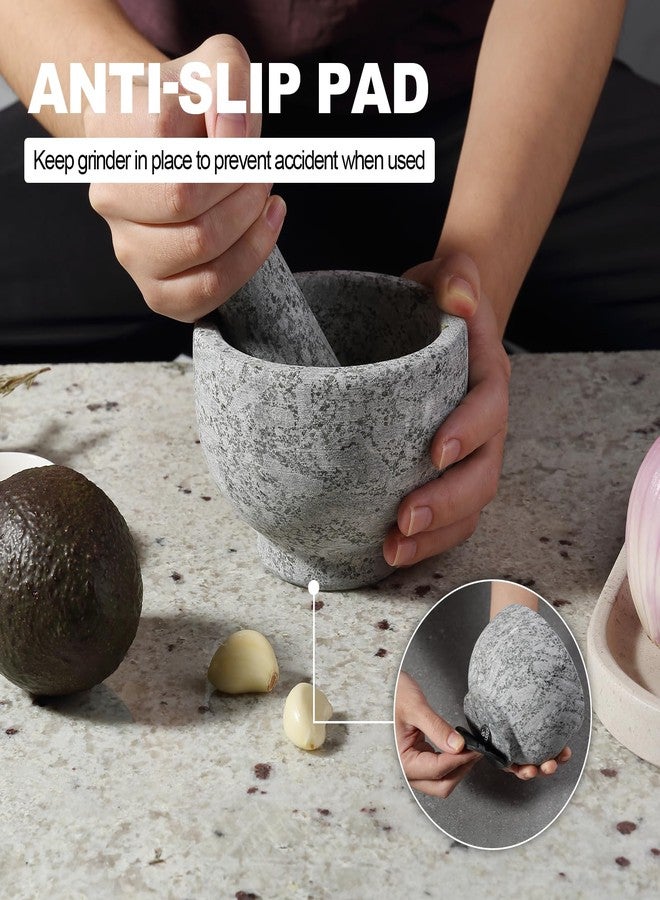 Koville 5 Inch 1.5 Cup-Capacity Mortar and Pestle Set - Heavy Natural Granite Spice Grinder Bowl, Unpolished Heavy Granite for Organic Appearance, Solid Stone Grinder Marble Spice Herb Grinder - Image 4