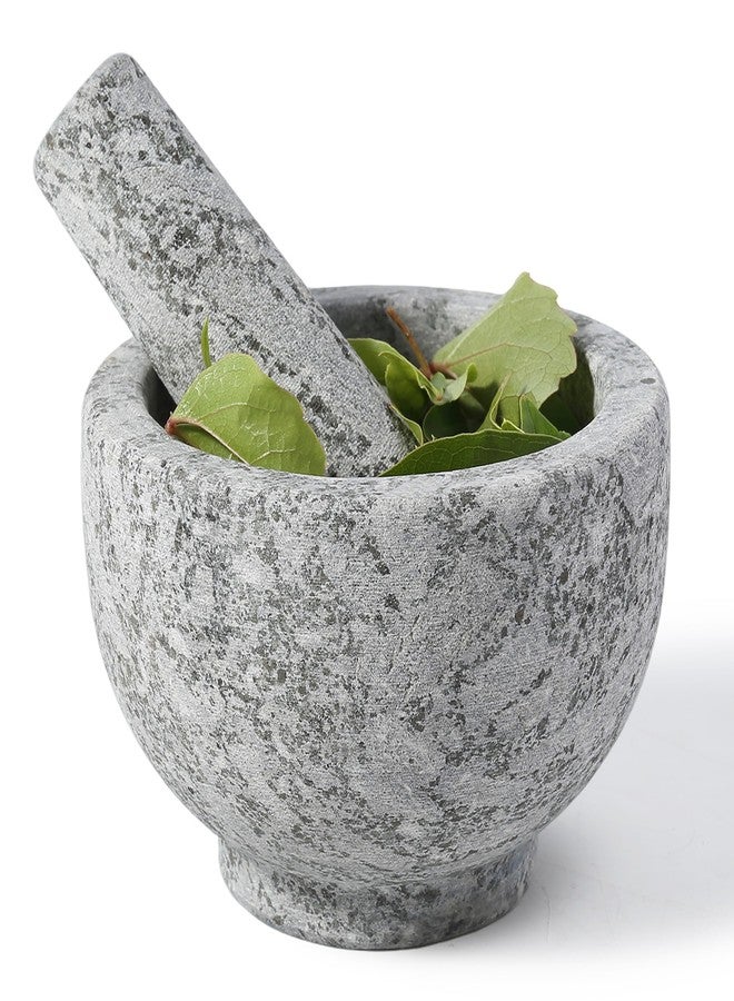 Koville 5 Inch 1.5 Cup-Capacity Mortar and Pestle Set - Heavy Natural Granite Spice Grinder Bowl, Unpolished Heavy Granite for Organic Appearance, Solid Stone Grinder Marble Spice Herb Grinder - Image 1