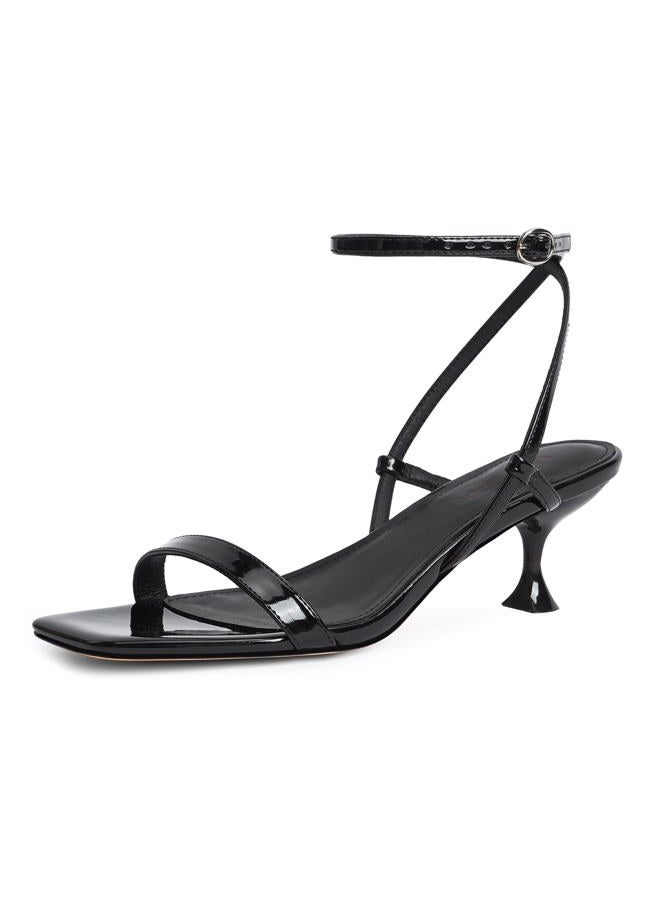 Modatope Black Sandals for Women Strappy Kitten Heels Women Square Open Toe Black Heeled Sandals Comfortable Low Heels for Women Size 6 - Image 1