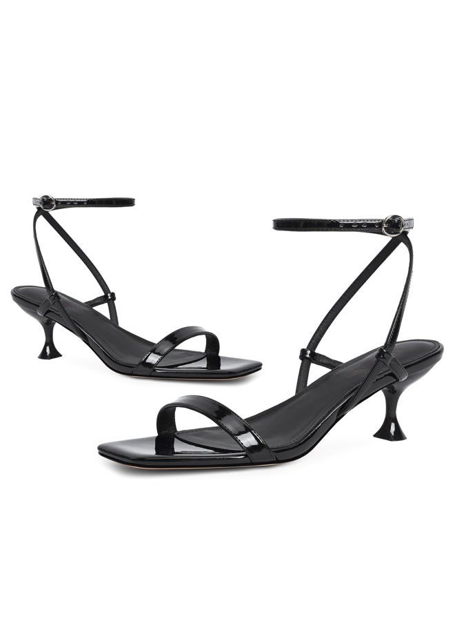 Modatope Black Sandals for Women Strappy Kitten Heels Women Square Open Toe Black Heeled Sandals Comfortable Low Heels for Women Size 6 - Image 4