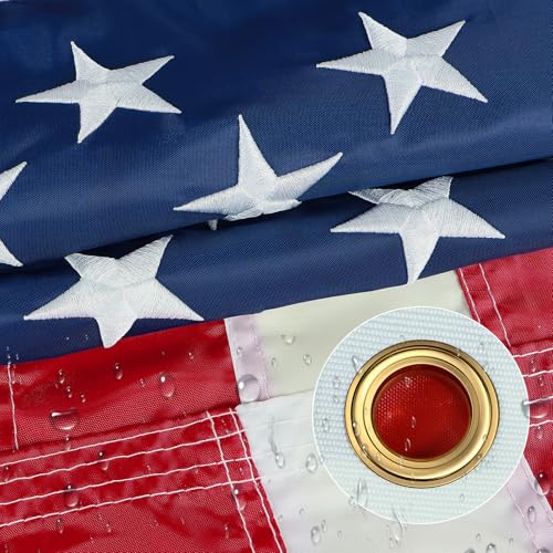 JOWHOL American Flags for Outside 3x5 Ft American Flag Outdoor Heavy Duty USA Flag residential US Flags High Wind Embroidered Stars Sewn Stripes Thick Spun Polyester UV Fade Resistant Brass Grommets - Image 1