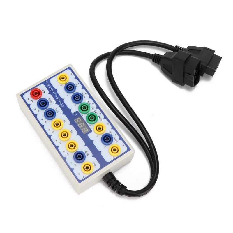 كاشف بروتوكول OBDII صندوق توزيع 16 سنًا - شاشة مراقبة الجهد OBD2 لتشخيص أخطاء التوصيل - أداة اختبار اتصال سريعة للتشخيص لفنيي السيارات - Image 2