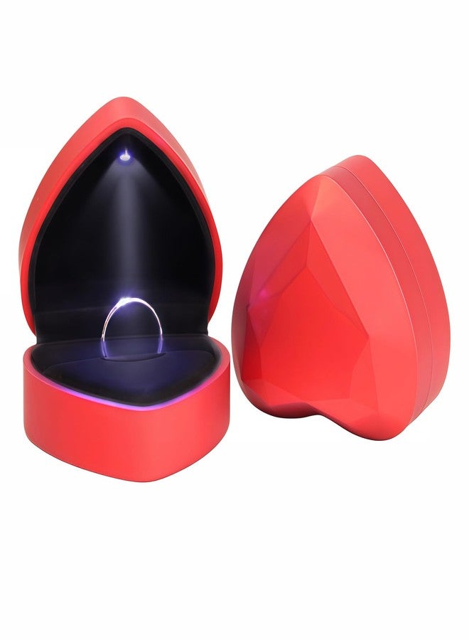 BUBBLE-FLY Heart Shape LED Ring Box, Red Velvet Jewelry Box for Engagement Wedding Proposal, Anniversary Birthday Gift,Red Velvet Interior, Concealed Hinge Design(1Pack) - Image 1